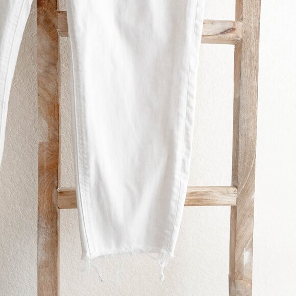 Silver Jeans Co. Avery Skinny Crop White Jeans Sz 18/20 Plus Size Raw Hem Denim - Picture 4 of 5